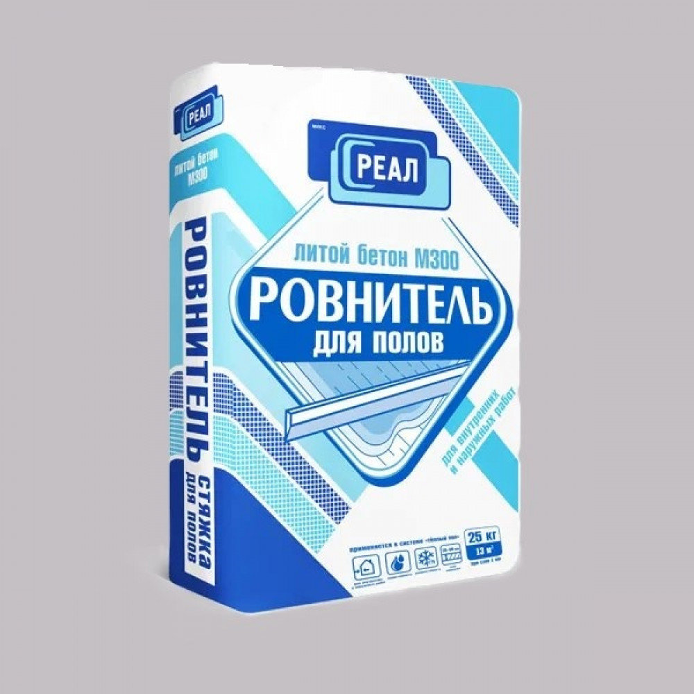 Ровнитель для пола РЕАЛ Литой бетон М-300 25 кг